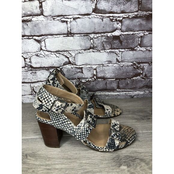 Vionic Carmel Grey Ivory Leather Snake Print Heel Sandals Women’s 9.5M US/41.5EU - Picture 14 of 16